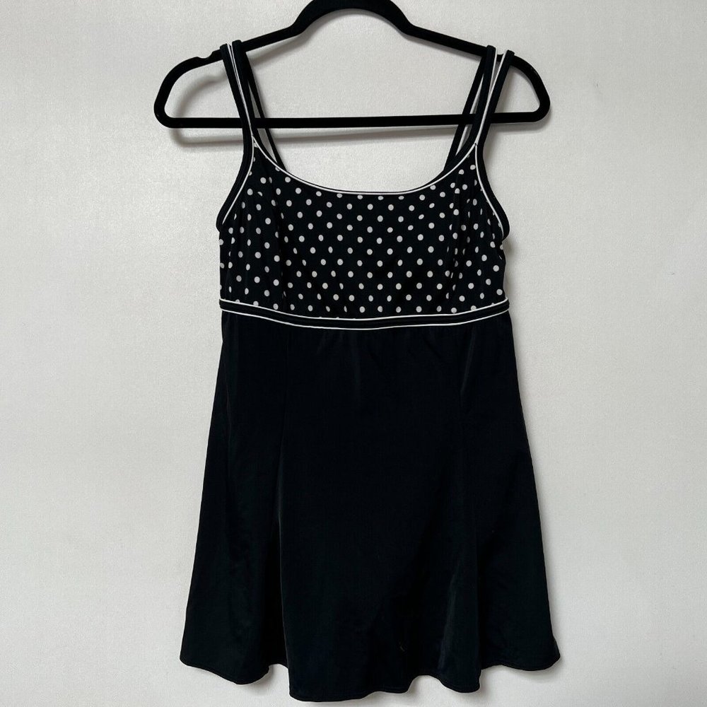Womens Swimsuit Plus Size 2X Black One Piece Polka Dots Swimwear Robby Len